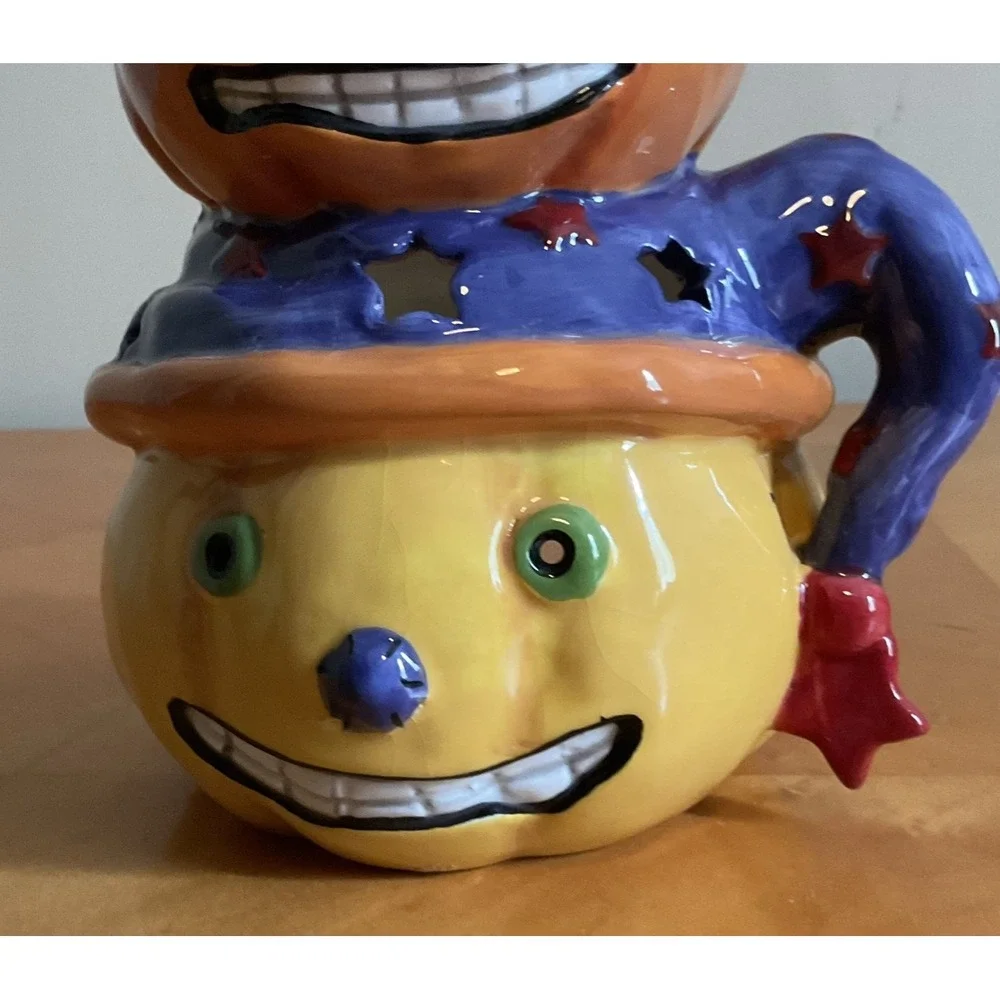 3 Stacked Pumpkins Tea‎ Light Candle Holder, Ceramic Unbranded
